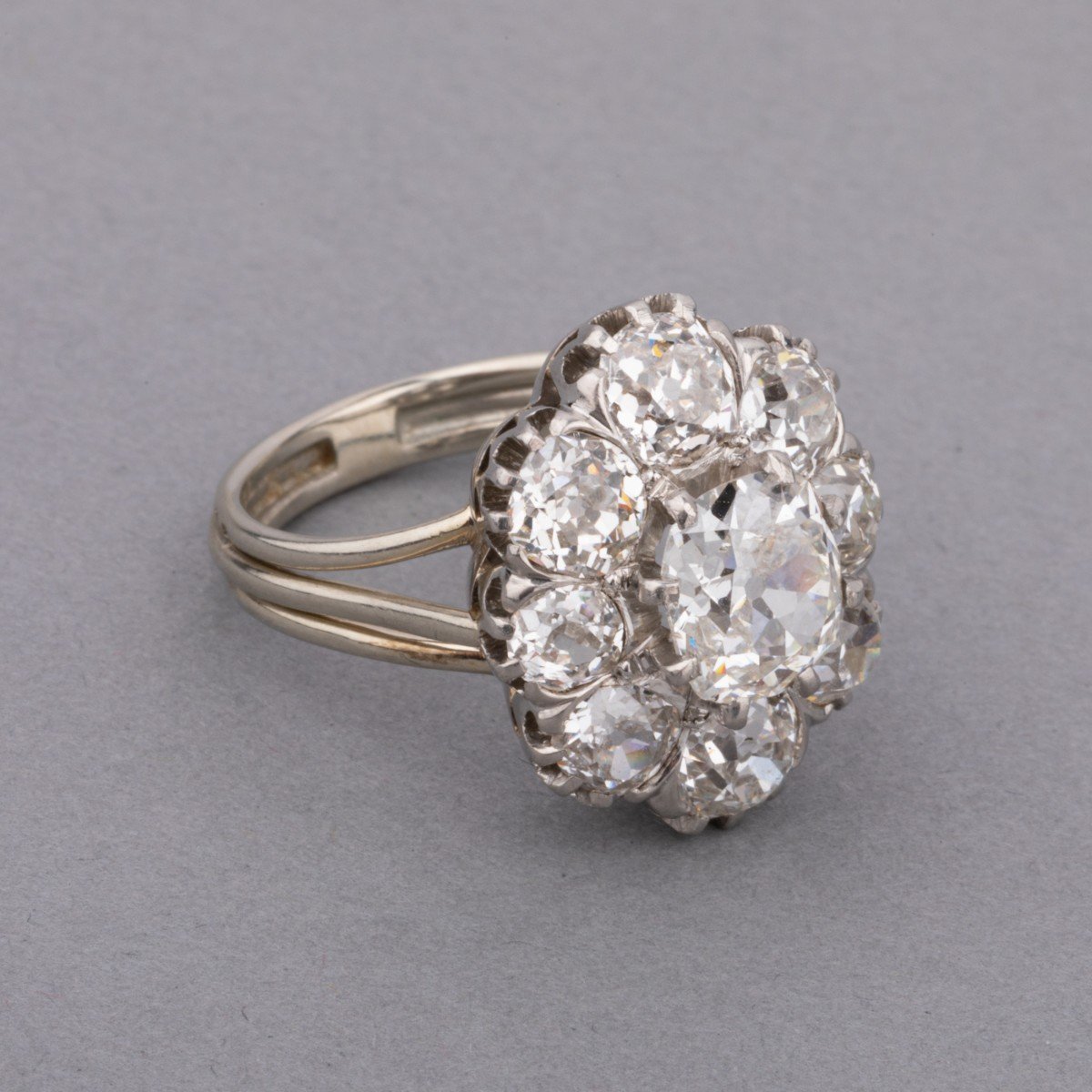 Bague Française Retro En Platine Et 4.80 Carats De Diamants-photo-4