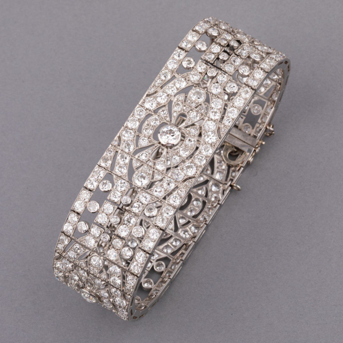 Bracelet Ancien En Platine Et 18 Carats De Diamants Vers 1920-photo-2