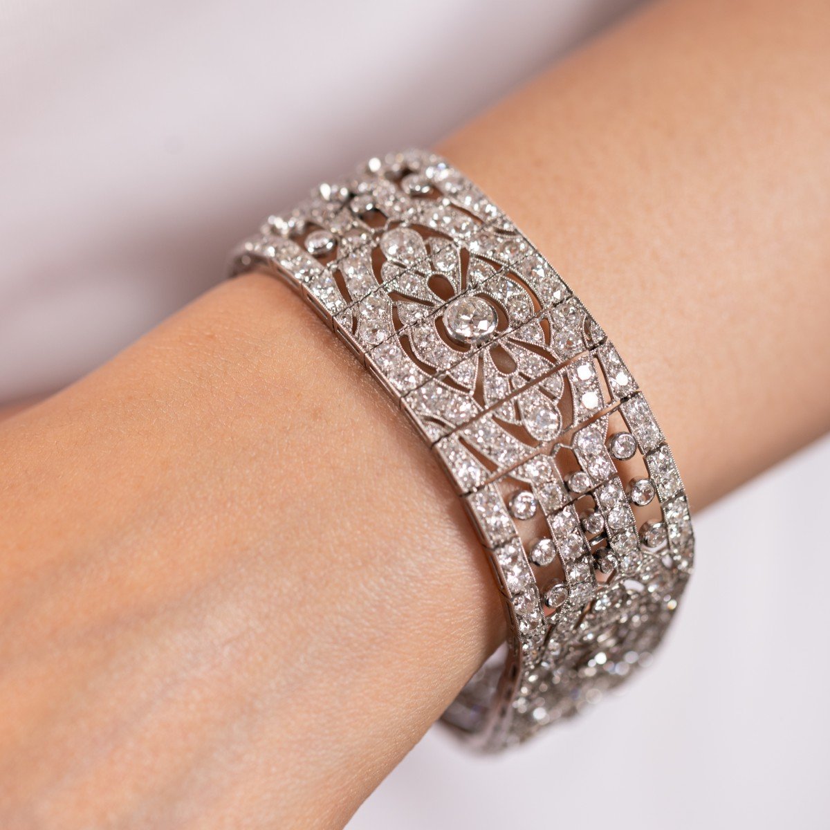 Bracelet Ancien En Platine Et 18 Carats De Diamants Vers 1920-photo-1