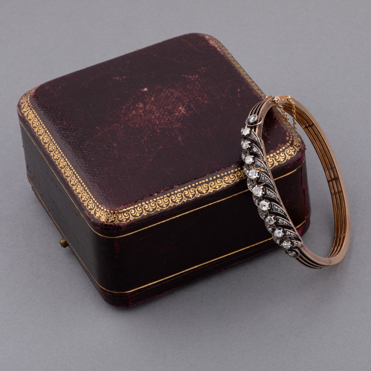 Bracelet Ancien Français 19ième En Or Argent Et Diamants-photo-3