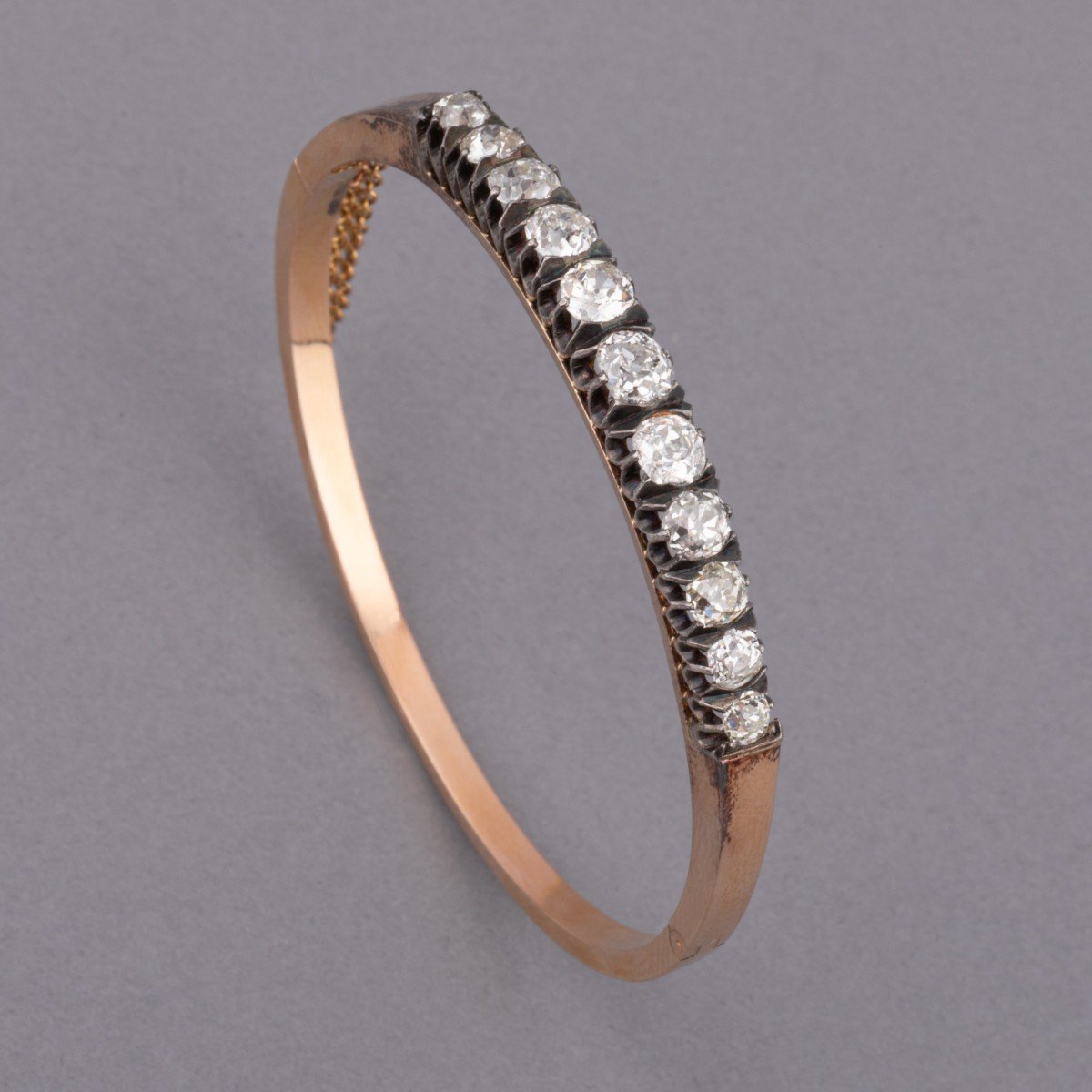 Bracelet Ancien 19ième En Or Et 3 Carats De Diamants