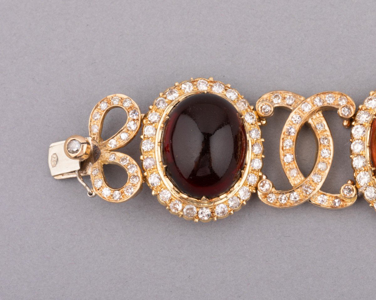 Bracelet Vintage En Or Diamants Et Ambre-photo-2