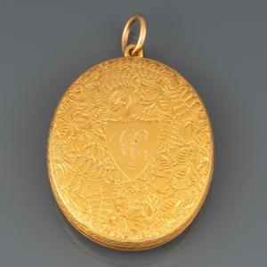 Pendentif Médaillon Ancien 19ième En Or 