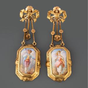 19th Century Gold And Enamel Earrings
