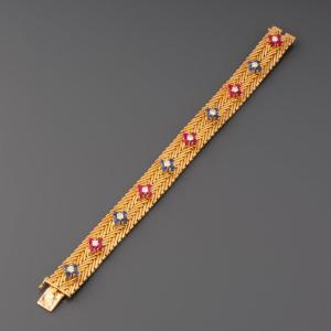 Bracelet Français En Or Et Pierres  Précieuses  Par Régner Paris