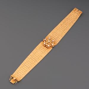 Bracelet Français Vintage En Or Et Diamants