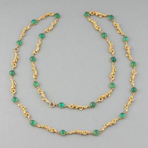 Vintage Gold And Chrysoprase Necklace