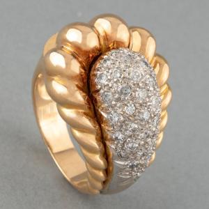 Vintage French Ring In Gold And Diamonds