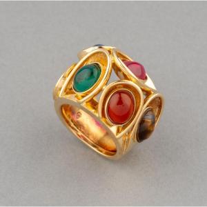 Bague Vintage En Or Et Pierres Fines