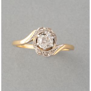 Bague Française Ancienne Belle Epoque En Or Et Diamant