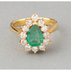 Vintage Gold Diamond And Emerald Ring