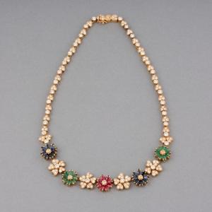 Vintage Gold And Precious Stone Necklace By Michalis