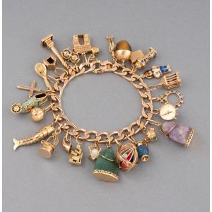 Bracelet Breloques Français Vintage En Or 