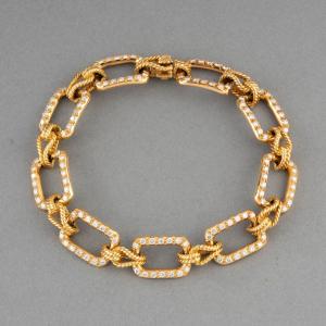 Gaetan De Percin Vintage French Bracelet In Gold And Diamonds