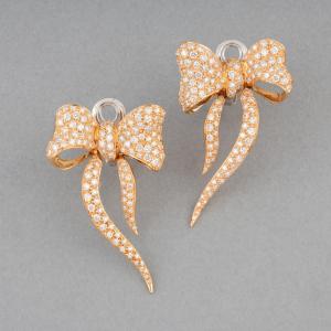 Boucles D'oreilles "Noeuds" Vintage en Or et Diamants