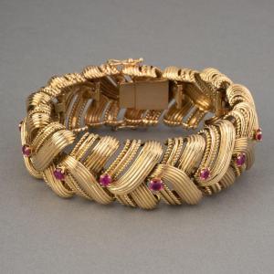 Vintage French Gold And Ruby Bracelet