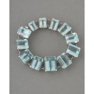 Bracelet Français Vintage en Or et Aigue-marines