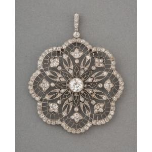 Antique Belle Epoque Platinum And Diamond Pendant