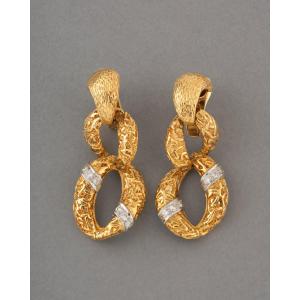 1970s Gold And Diamond Earrings