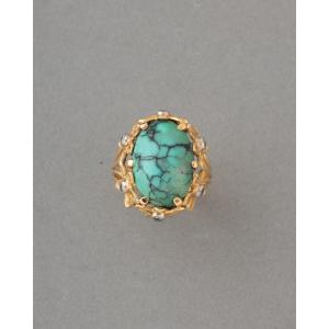 Bague Vintage en Or Diamants et Turquoise