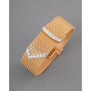 Bracelet Français Ceinture Vintage en Or et Diamants