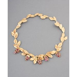 Vintage French Gold And Ruby Necklace