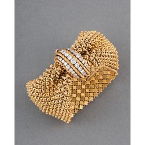 French Gold And Diamond Bracelet, Circa 1970