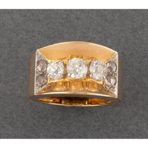 Vintage French Gold And Diamond Ring