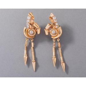 Boucles d'Oreilles Retro En Or Et Diamants