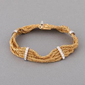 Bracelet Vintage Français En Or Et Diamants