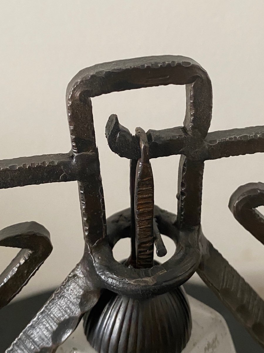 Daum Nancy Art Deco Lampe , Fer Forgé-photo-2