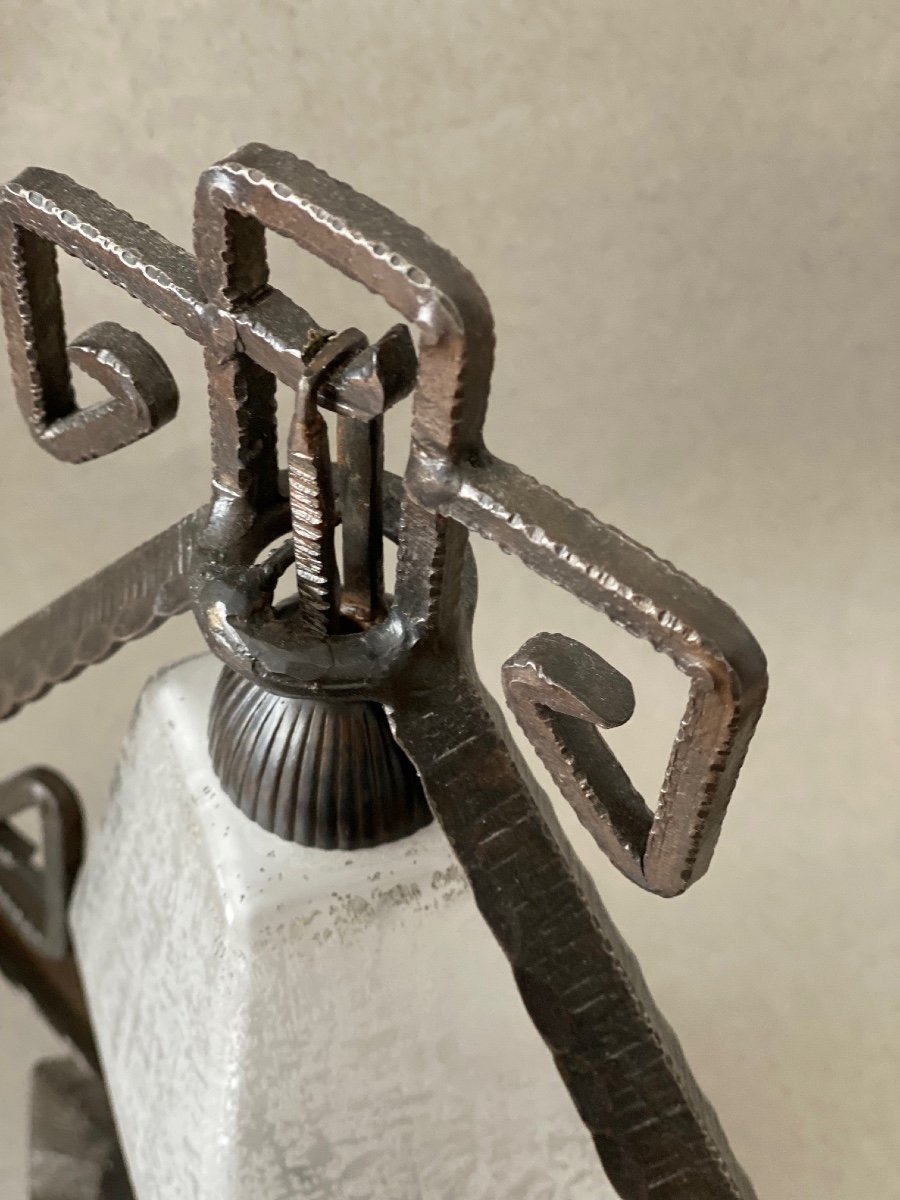 Daum Nancy Art Deco Lampe , Fer Forgé-photo-3