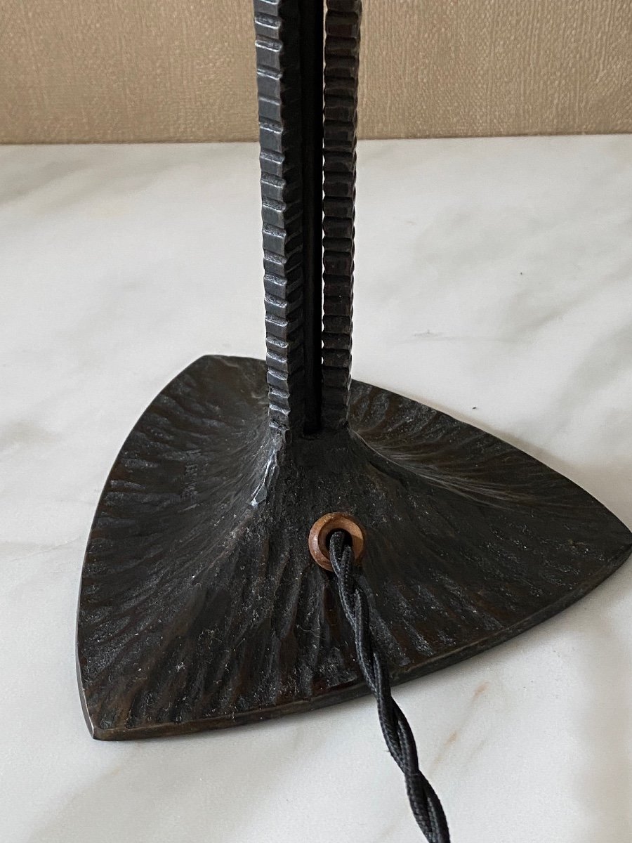 R Lalique  Modele Cytise Lampe En Fer Forgé-photo-3