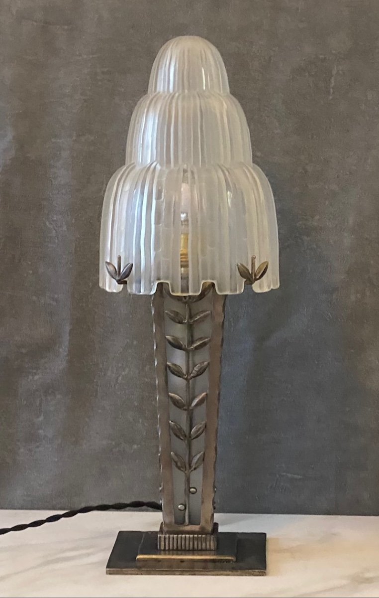 Lampe Art Deco Sabino ' Cascade ' Signé -photo-2