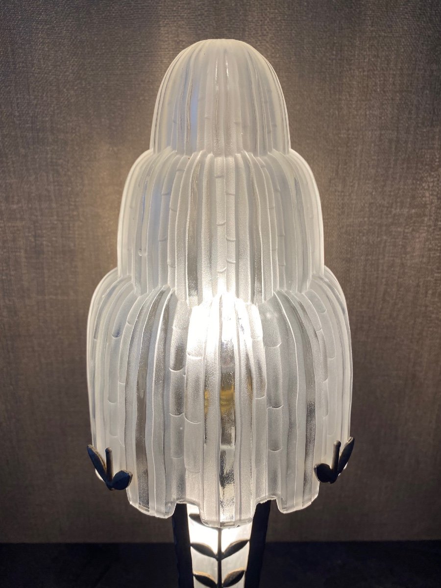 Lampe Art Deco Sabino ' Cascade ' Signé -photo-4