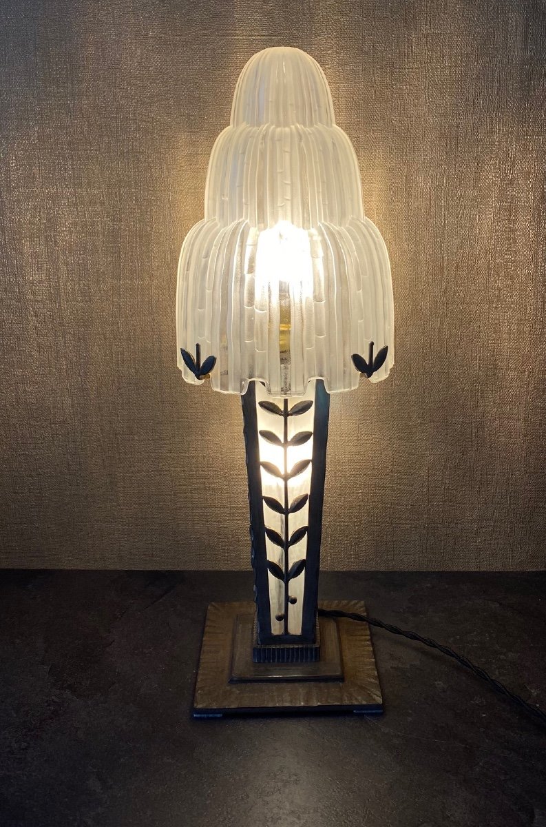 Art Deco Sabino Lamp 'cascade' Signed -photo-5