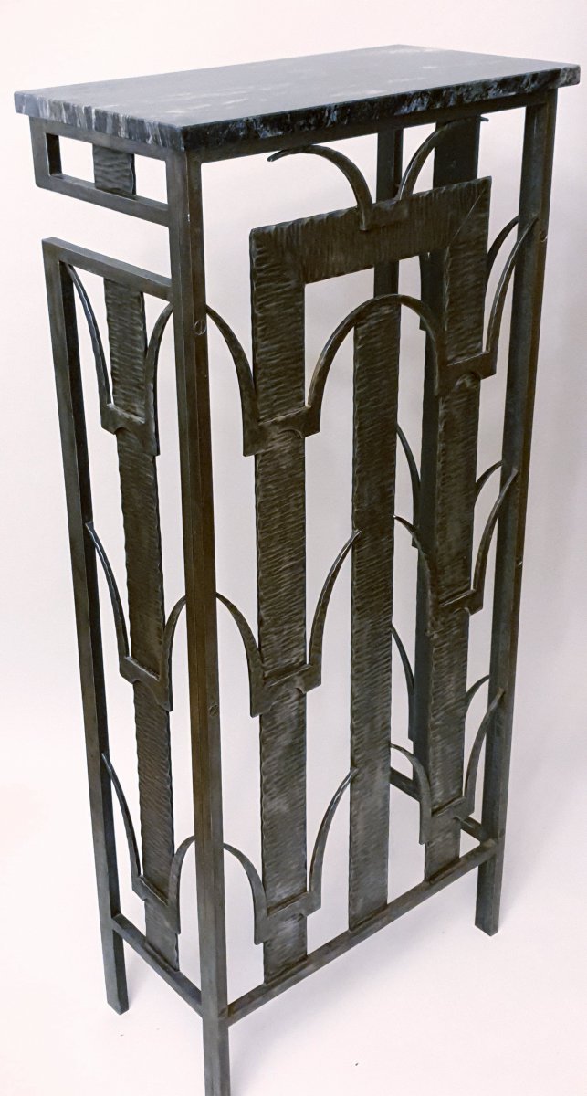 Art Deco Wrought Iron Radiator Cover Console-photo-2