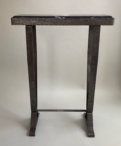 Art Deco Guéridon Fer Forgé Avec Un Marbre -photo-3