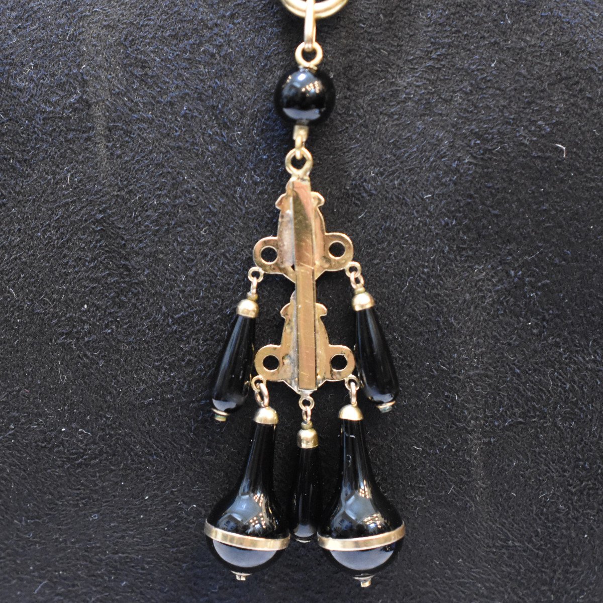 18k Gold And Jet Pendant, 19th Century - Second Empire-photo-2