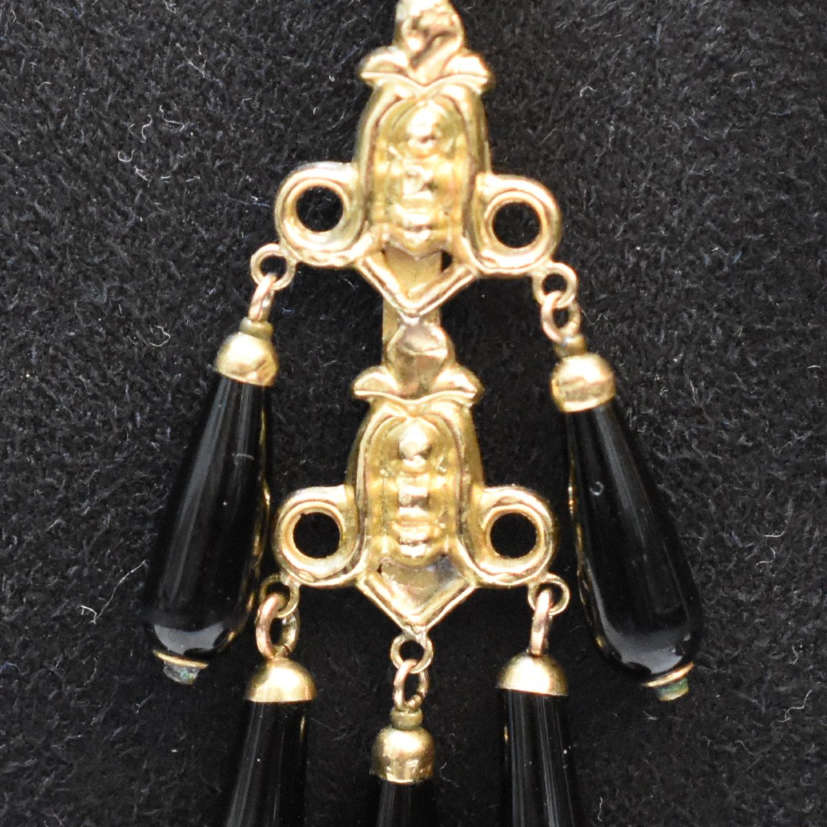18k Gold And Jet Pendant, 19th Century - Second Empire-photo-4