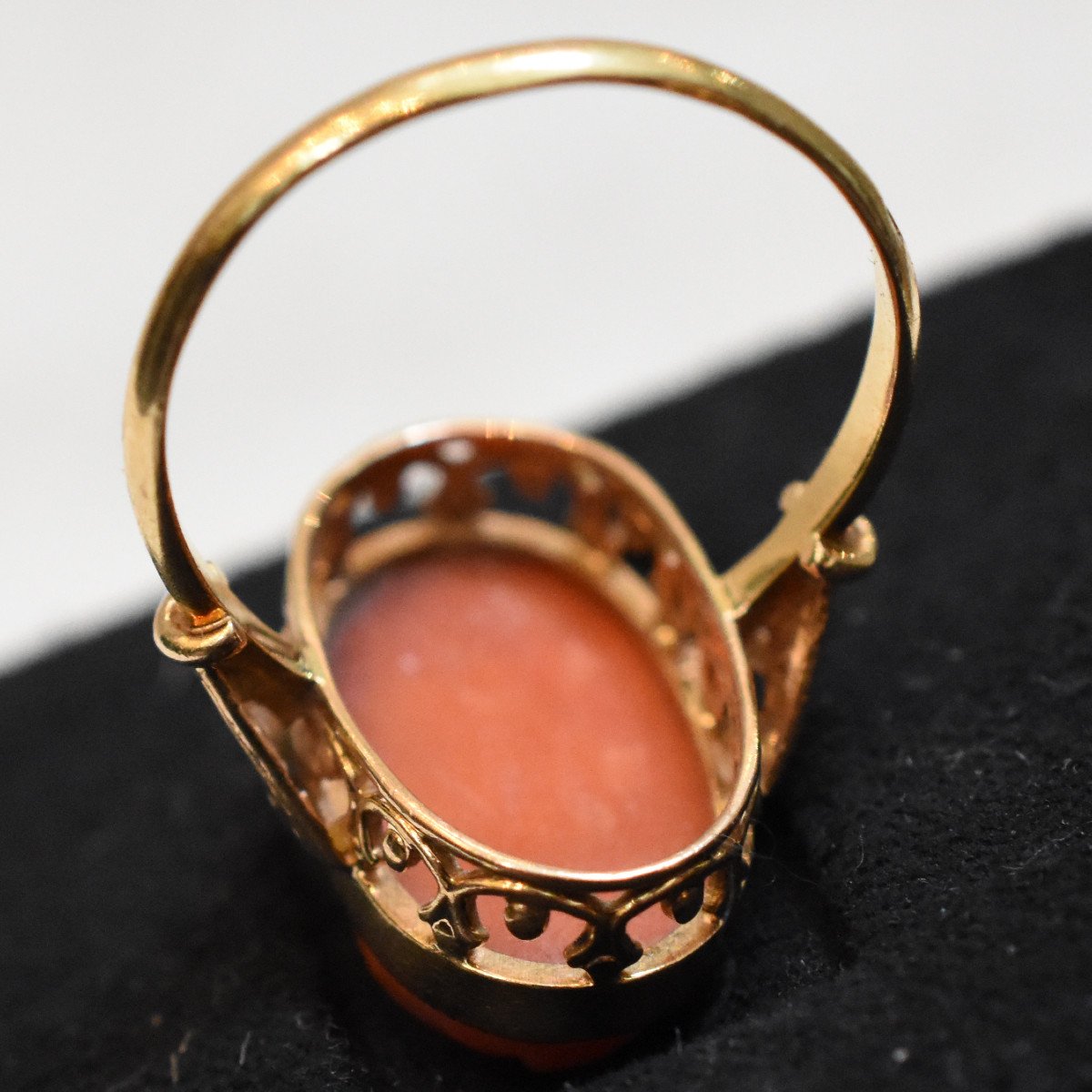 Bague Camé corail et or 18K-photo-4