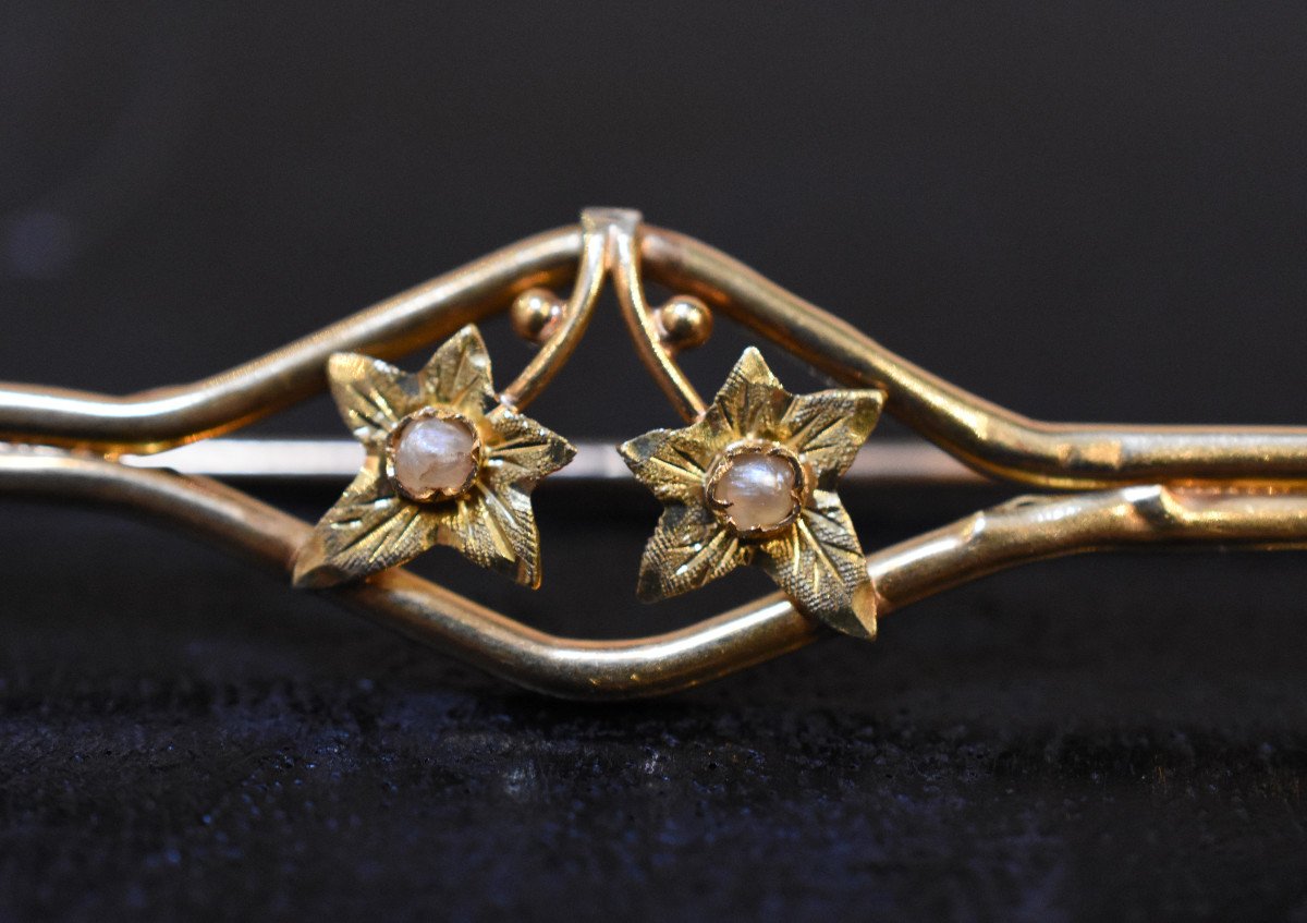 18k Gold Brooch In The Art Nouveau Style-photo-2