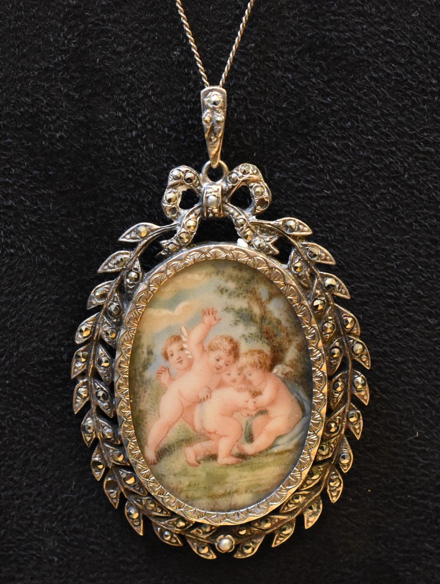 Silver Pendant And Painted Portrait-photo-2