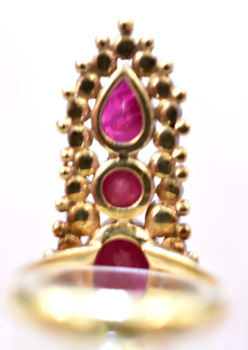 Glove Ring, Gold And Ruby, XIXth Century-photo-2