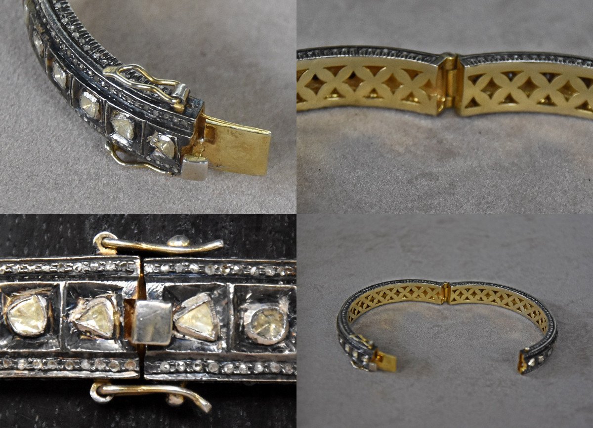 Bracelet diamants, argent et or, XIXème siècle-photo-4