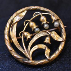 Art Nouveau Lily Of The Valley Brooch