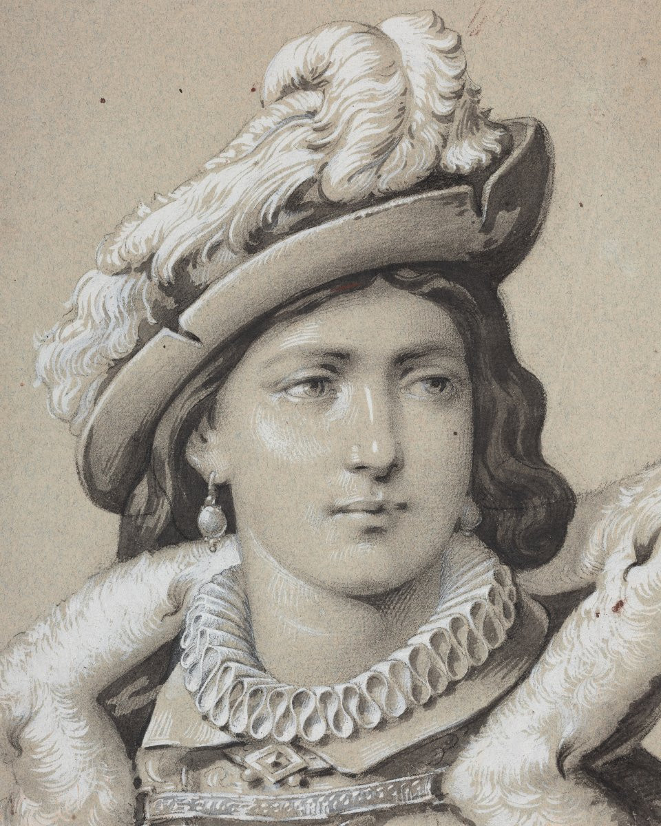 Jean-baptiste Anglade (1841-1913) - Fantasy Figure In Renaissance Costume-photo-3