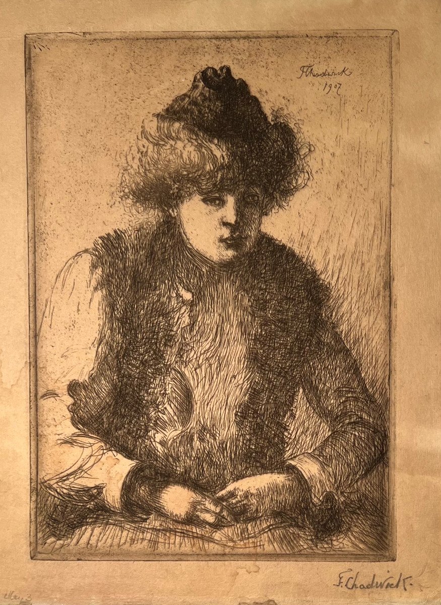 Engraving Of Chadwick: Presumed Portrait Of His Wife The Artist Emma Chadwick-lowstadt