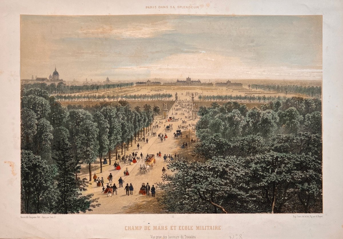 Lithographie De Benoist : Champ De Mars Et Ecole Militaire