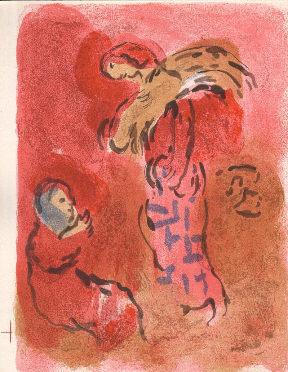 Lithographie Originale De Chagall : Ruth Glaneuse